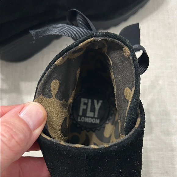 Fly London Boots Women’s 38 Black Suede Yebi Ankle Boot Wedge - Picture 7 of 13